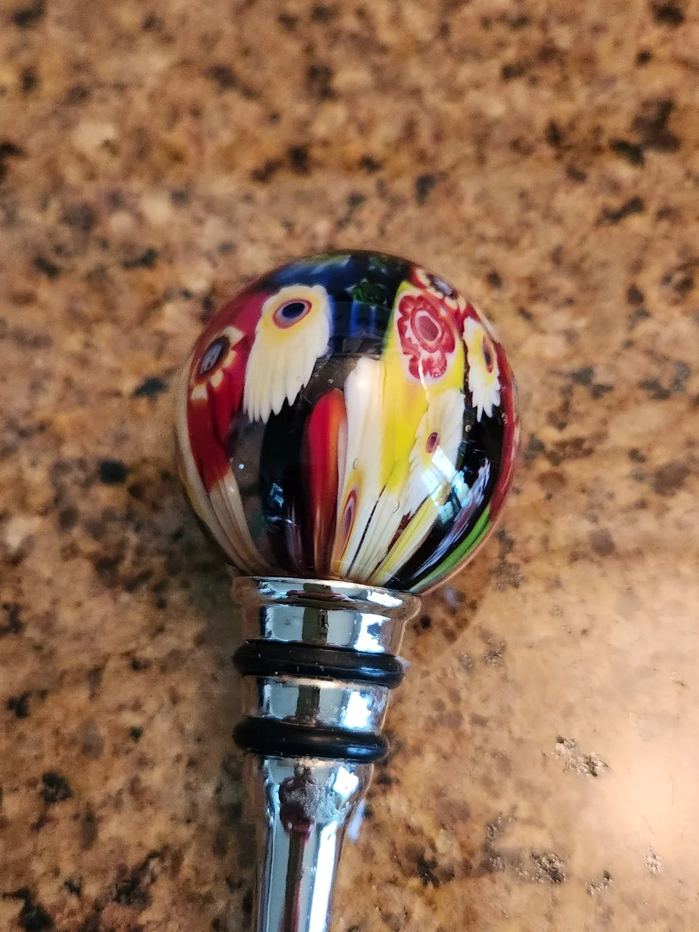 Handcrafted Multicolor Floral Glass Bottle Stopper/Topper.